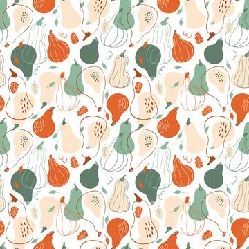 Pattern with stylish pumpkins Stock Illustration