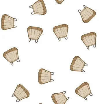 Pattern stylish wicker laundry basket cartoon vector Stock Illustration