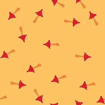 Pattern stylized colorful mushroom with a red pointy cap and yellow wavy line Stock Illustration