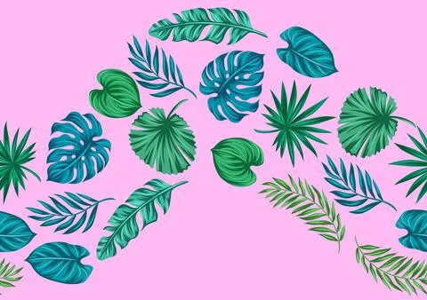 Pattern with stylized palm leaves. Decorative image of tropical foliage and.. Stock-Illustration