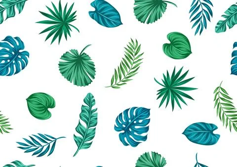 Pattern with stylized palm leaves. Decorative image of tropical foliage and.. Stock Illustration