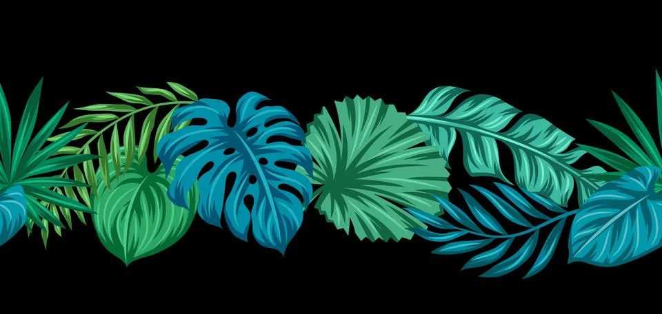 Pattern with stylized palm leaves. Decorative image of tropical foliage and.. Stock-Illustration