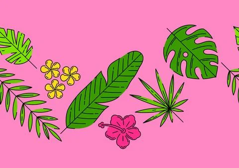 Pattern with stylized palm leaves. Decorative image of tropical foliage and.. Stock Illustration