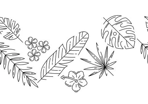 Pattern with stylized palm leaves. Decorative image of tropical foliage and.. Stock Illustration