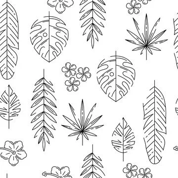 Pattern with stylized palm leaves. Decorative image of tropical foliage and.. Stock Illustration