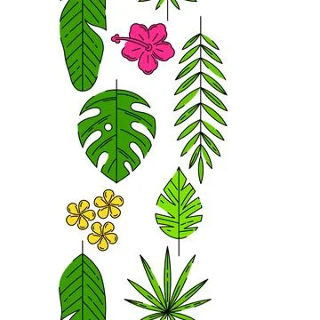 Pattern with stylized palm leaves. Decorative image of tropical foliage and.. Stock Illustration