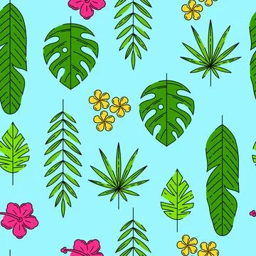 Pattern with stylized palm leaves. Decorative image of tropical foliage and.. Stock Illustration