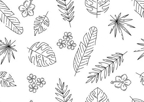 Pattern with stylized palm leaves. Decorative image of tropical foliage and.. Stock Illustration
