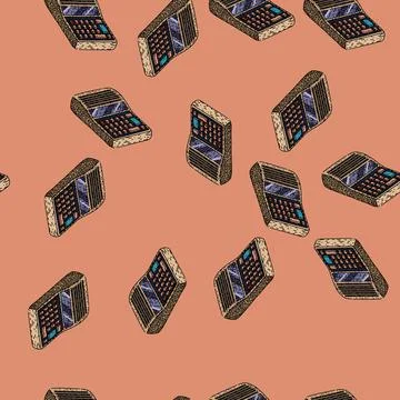 Pattern subtraction calculator sketch hand drawn Stock Illustration