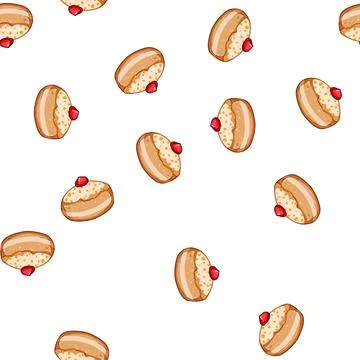 Pattern sufganiyot hanukkah doughnut cartoon vector Stock Illustration