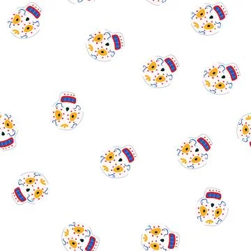 Pattern sugar dead day skull cartoon vector 스톡 일러스트