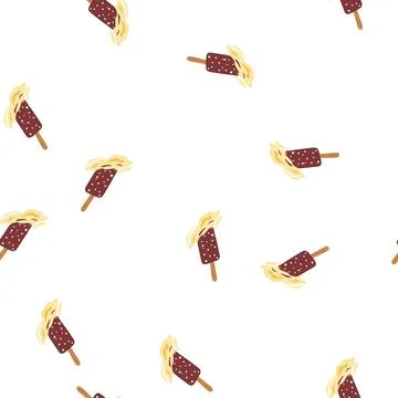Pattern summer fallen ice cream cartoon vector Stock Illustration