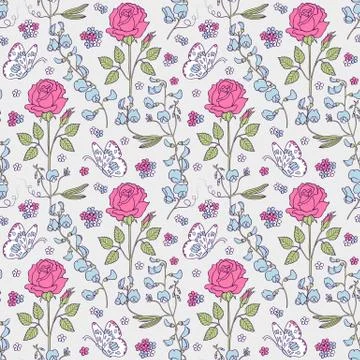 Pattern with summer flowers Illustrazione stock