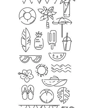 Pattern with summer items. Stylized beach objects. Stock Illustration