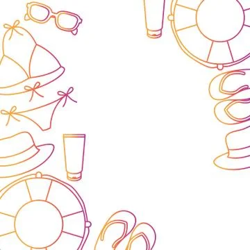 Pattern of summer objects with white background イラスト素材