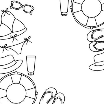 Pattern of summer objects with white background Stock Illustration