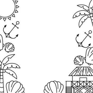 Pattern of summer objects with white background イラスト素材