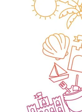 Pattern of summer objects with white background Stock Illustration