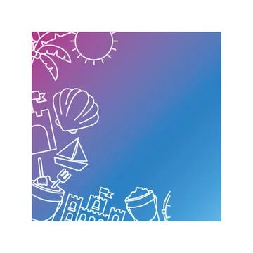 Pattern of summer objects with white background Stock Illustration