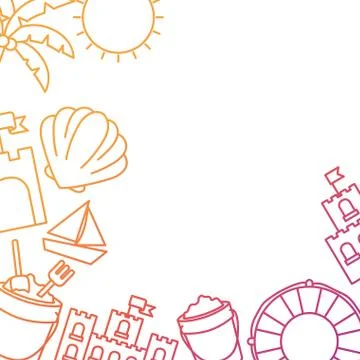 Pattern of summer objects with white background Stock Illustration