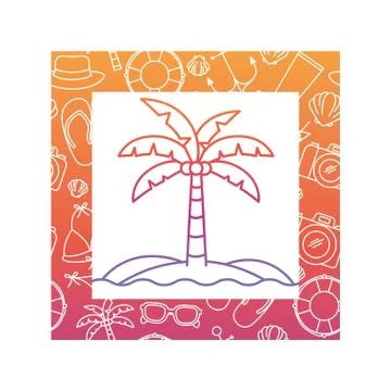 Pattern of summer objects with white background イラスト素材