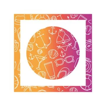 Pattern of summer objects with white background Stock Illustration