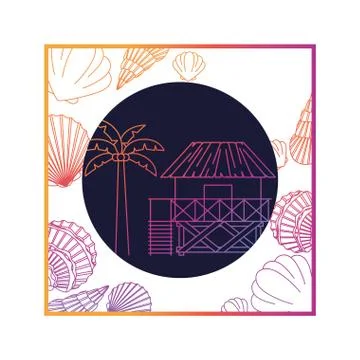 Pattern of summer objects with white background Illustrazione stock