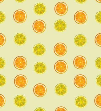 Pattern summer orange and lemon on a light green background Stock Illustration