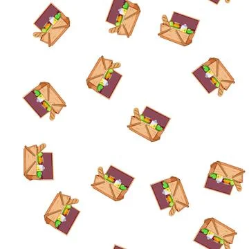 Pattern summer picnic basket cartoon vector Illustrazione stock