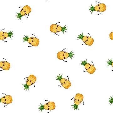 Pattern summer pineapple character cartoon vector Stock Illustration