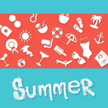 Pattern with summer symbols Stock Illustration