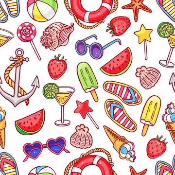 Pattern with summer symbols Stock Illustration