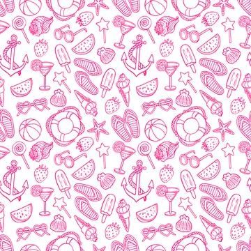 Pattern with summer symbols Stock Illustration