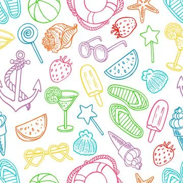 Pattern with summer symbols Stock Illustration