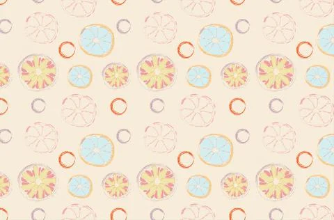 Pattern Summer theme citrus fruits bright warm colors. Stock Illustration