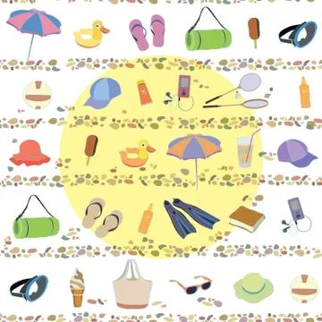 Pattern, summer, vacation, beach Stock Illustration