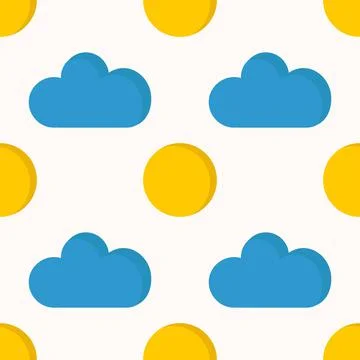 A pattern of sun and clouds on a light background 스톡 일러스트