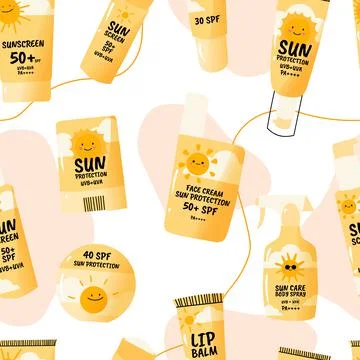 Pattern of sun protection spf skin care. 스톡 일러스트