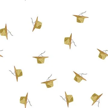 Pattern sun straw hat cartoon vector Stock Illustration