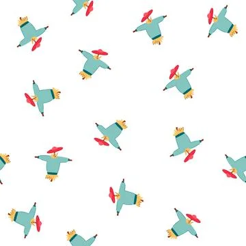 Pattern sunflower scarecrow cartoon vector Stock Illustration