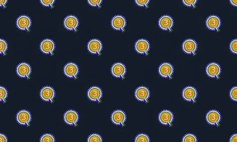 Pattern of suns with number three on dark background Stock Illustration