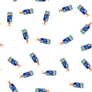 Pattern sunscreen sun cream cartoon vector Stockillustratie