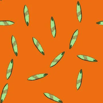 Pattern surfing surfboard sketch hand drawn Stock Illustration