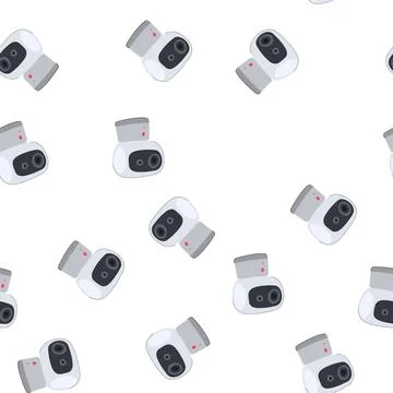 Pattern surveillance facial recognition camera cartoon vector Illustrazione stock