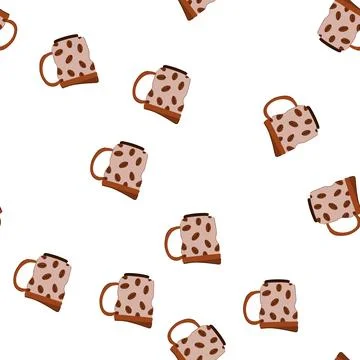 Pattern sustainable reusable coffee cup cartoon vector 스톡 일러스트