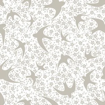 Pattern with swallow and flower Stock Illustration