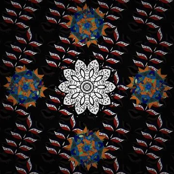 Pattern is on swatches panel. Linear vector pattern, repeating abstract leaves, Stock Illustration
