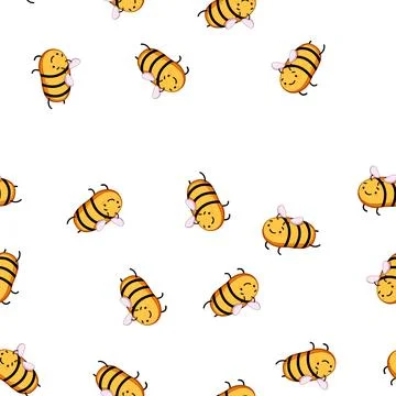 Pattern sweet bee character cartoon vector Stock Illustration