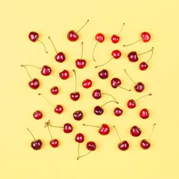 Pattern with sweet cherry. Stock Photos