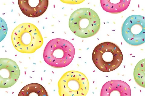 Pattern of sweet colorful donuts Stock Illustration